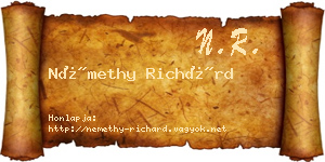 Némethy Richárd névjegykártya